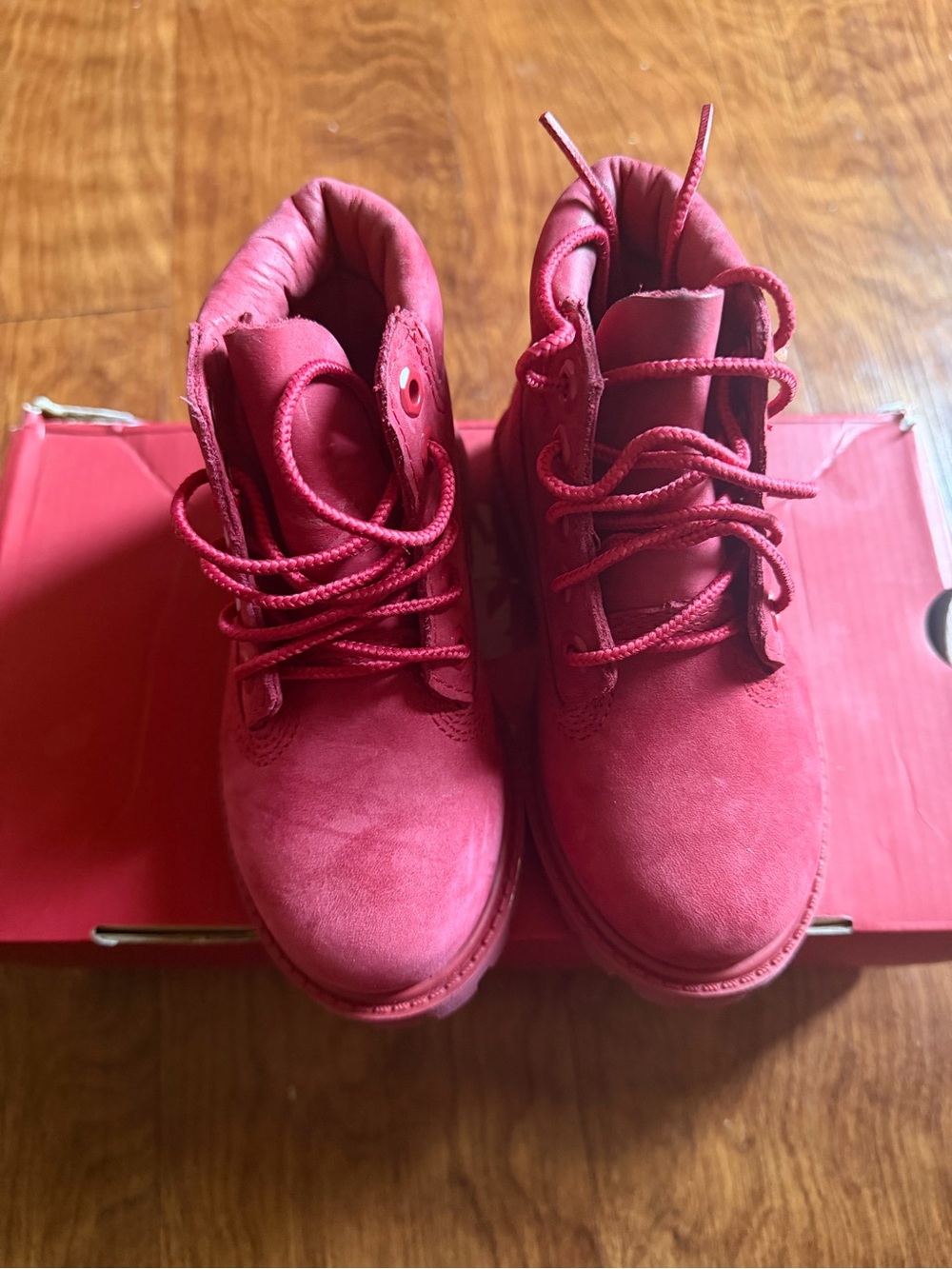 Timberland Kids Red Lace-Up Waterproof Boots